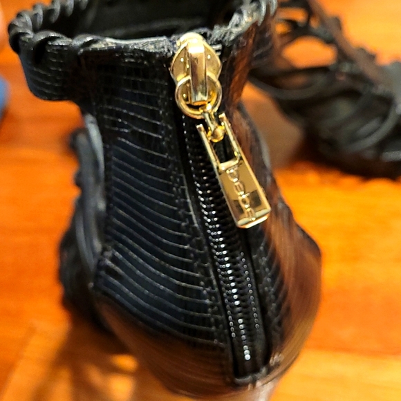 BEBE Strappy black leather heels in size 8 - Picture 4 of 10